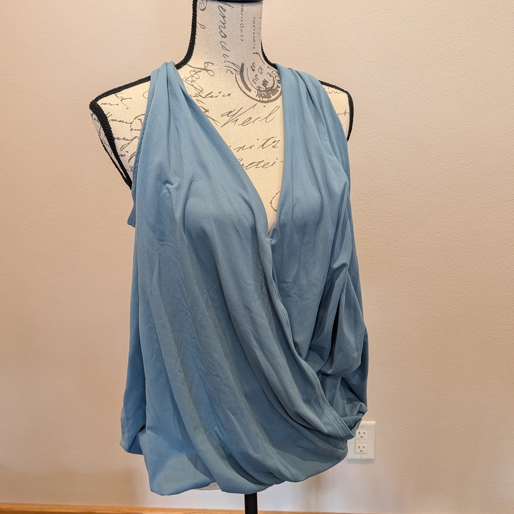 Zenana Outfitters Light Blue Draped V-Neck Tank